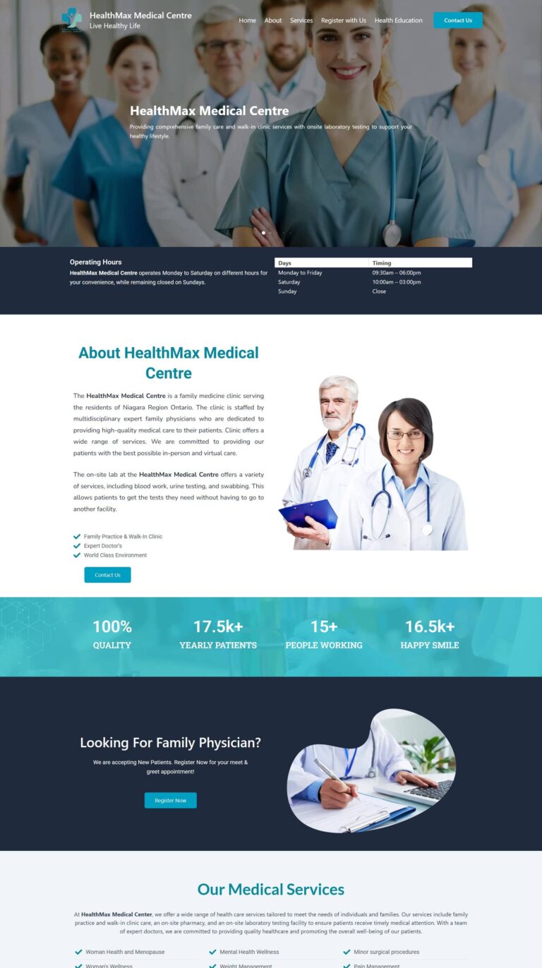 HealthMaxClinic.ca Website